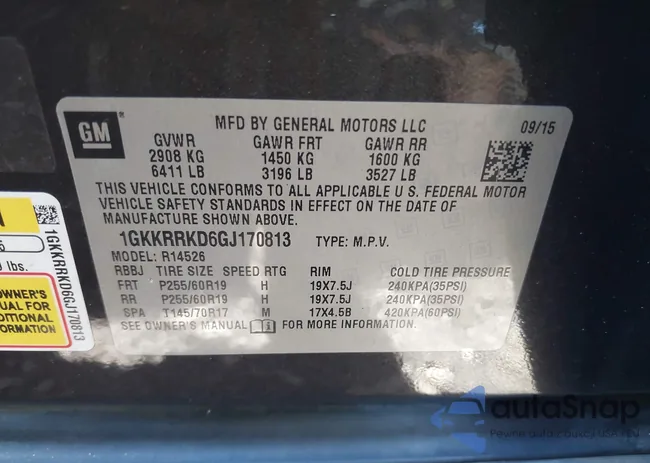 1GKKRRKD6GJ170813: 43298358