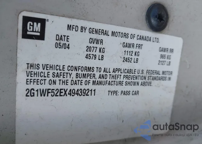 2G1WF52EX49439211: 43297477