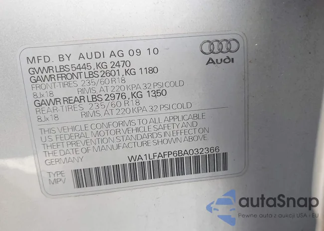 WA1LFAFP6BA032366: 43297500