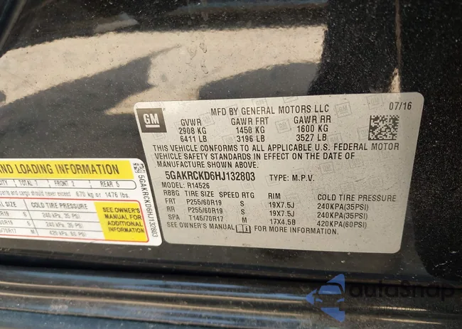 5GAKRCKD6HJ132803: 43297586