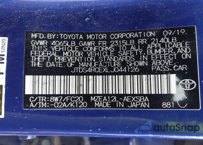 JTDS4RCEXLJ044126: 43297621