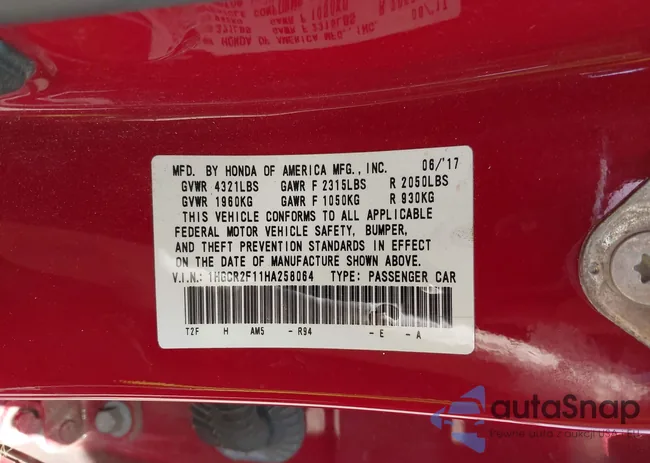 1HGCR2F11HA258064: 43297678