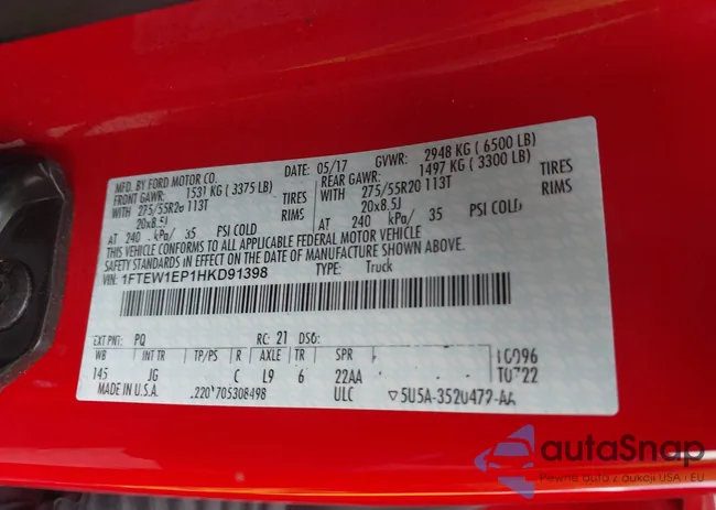 1FTEW1EP1HKD91398: 43297683