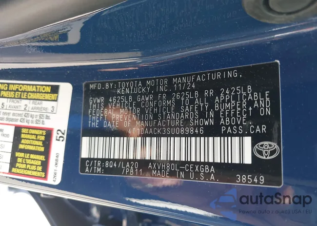 4T1DAACK3SU089846: 43298843