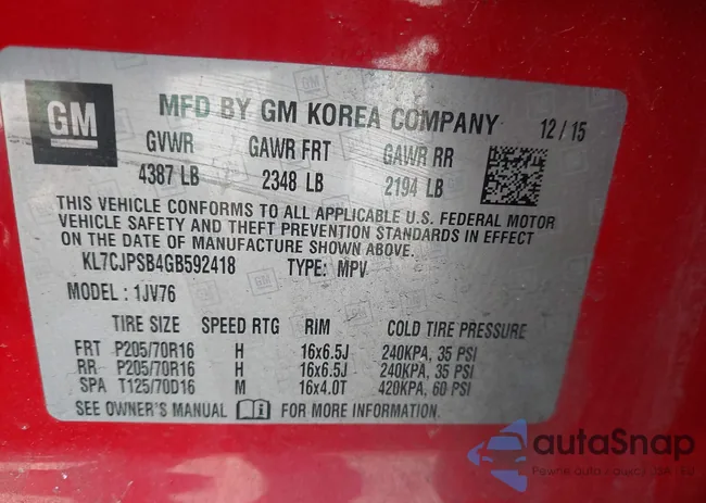 KL7CJPSB4GB592418: 43298854