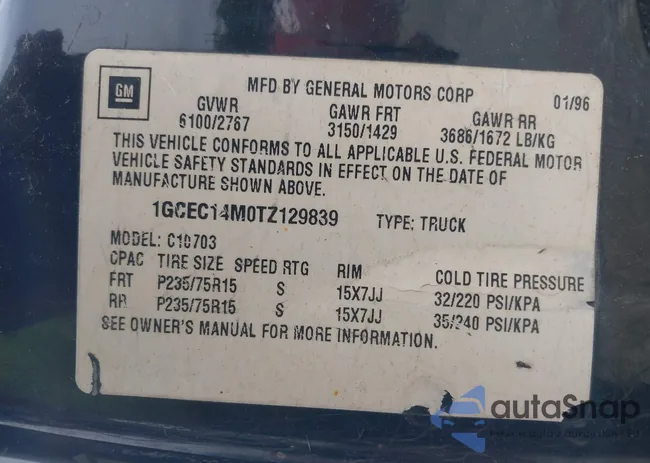 1GCEC14M0TZ129839: 43298878