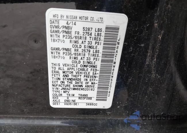 JN8AZ1MW6EW520162: 43298882