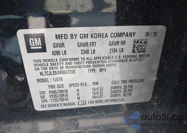 KL7CJLSB4KB947220: 43299045