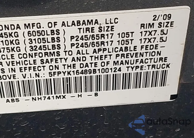 5FPYK16489B100124: 43299228