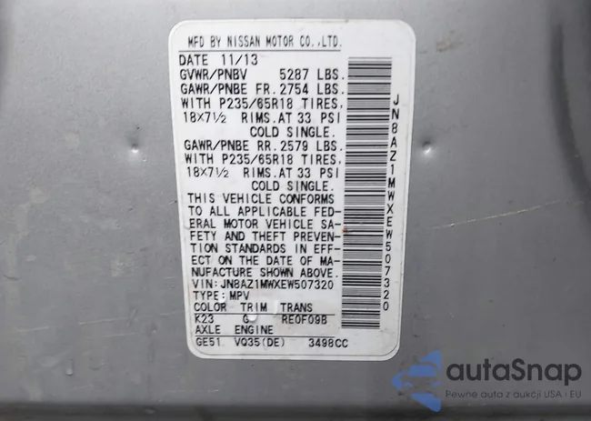 JN8AZ1MWXEW507320: 43299319