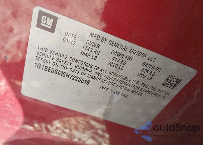 1G1BE5SM6H7220018: 43299331