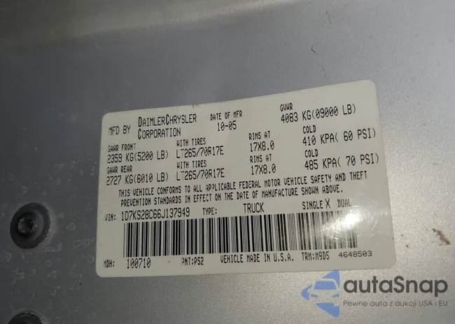 1D7KS28C66J137949: 43299341