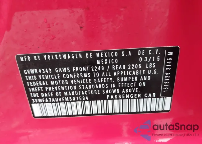 3VWFA7AU4FM507584: 43299370