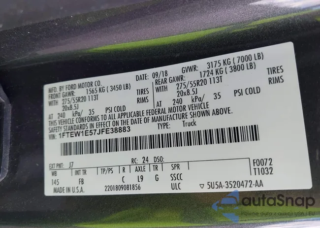 1FTEW1E57JFE38883: 43299375