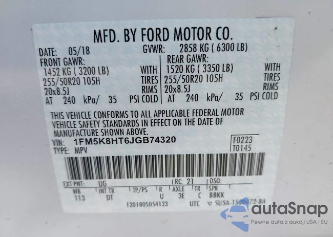 1FM5K8HT6JGB74320: 43298411