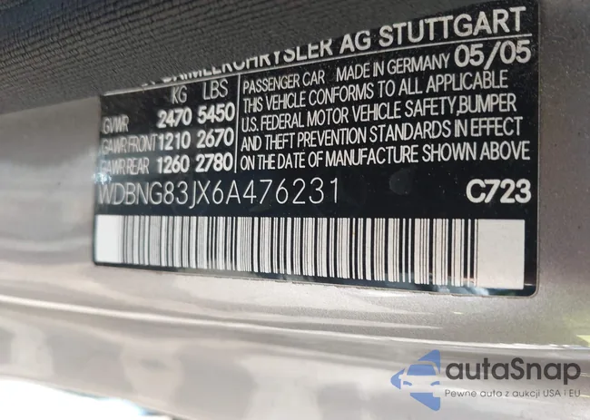 WDBNG83JX6A476231: 43298481