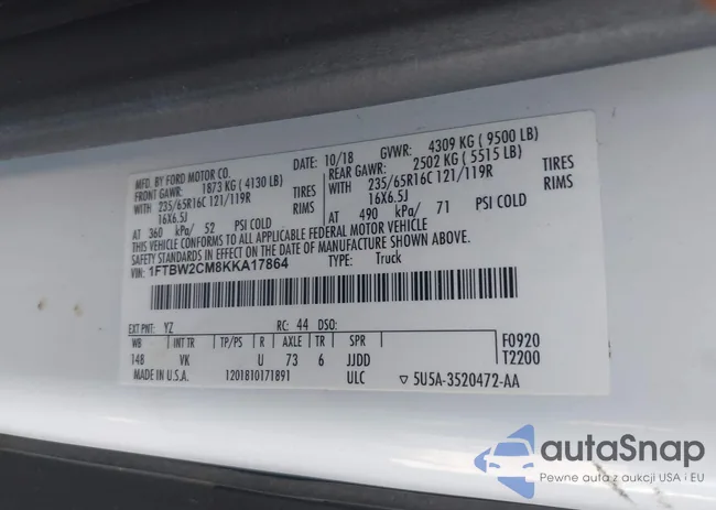 1FTBW2CM8KKA17864: 43298517