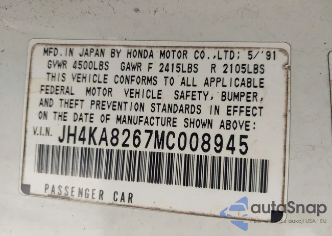 JH4KA8267MC008945: 43298543