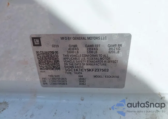 1GC1KTEY5KF237503: 43298704