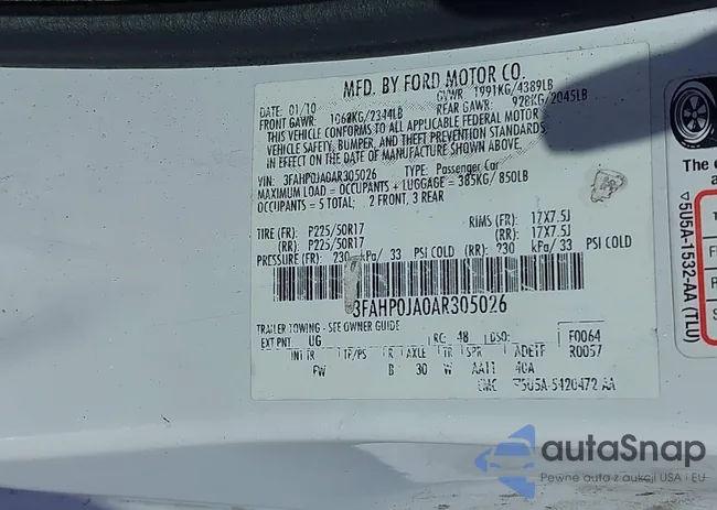 3FAHP0JA0AR305026: 43298763