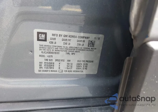 KL4CJASB5KB785101: 43299784