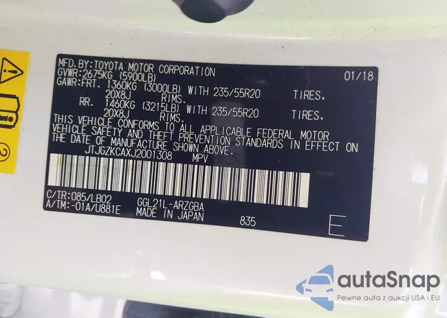 JTJGZKCAXJ2001308: 43299931