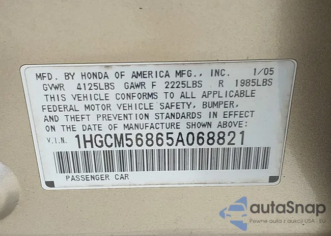 1HGCM56865A068821: 43299959