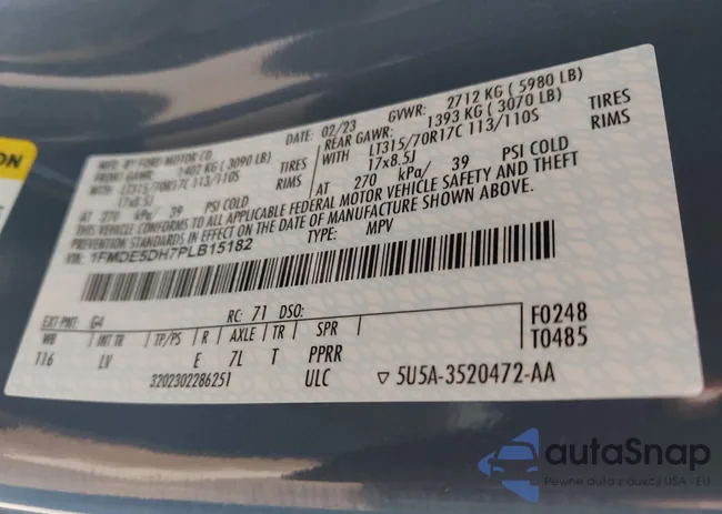 1FMDE5DH7PLB15182: 43299985