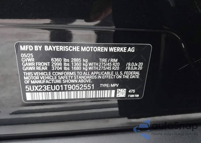 5UX23EU01T9052551: 43299987