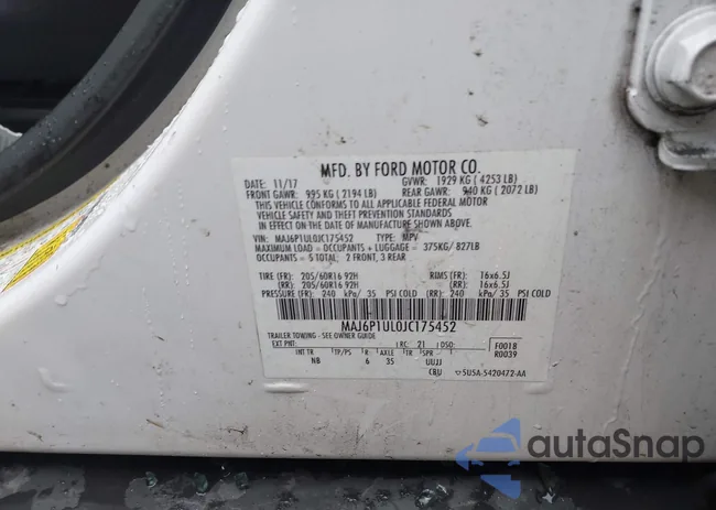 MAJ6P1UL0JC175452: 43299989