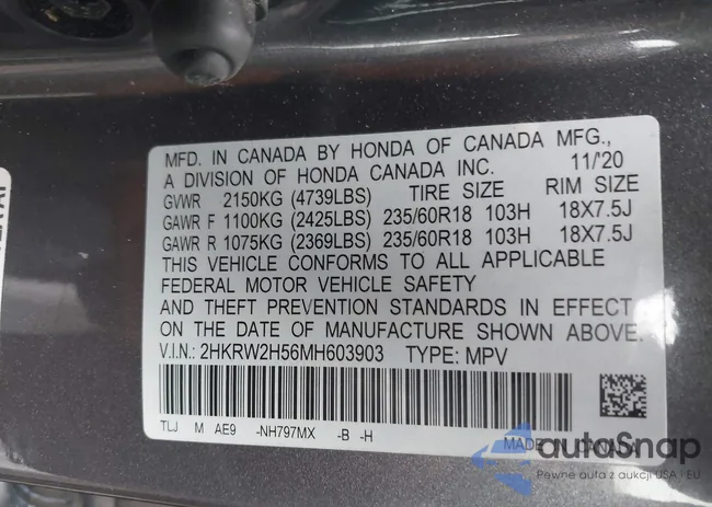 2HKRW2H56MH603903: 43299998