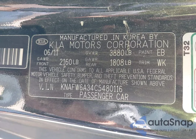 KNAFW6A34C5480116: 43300083