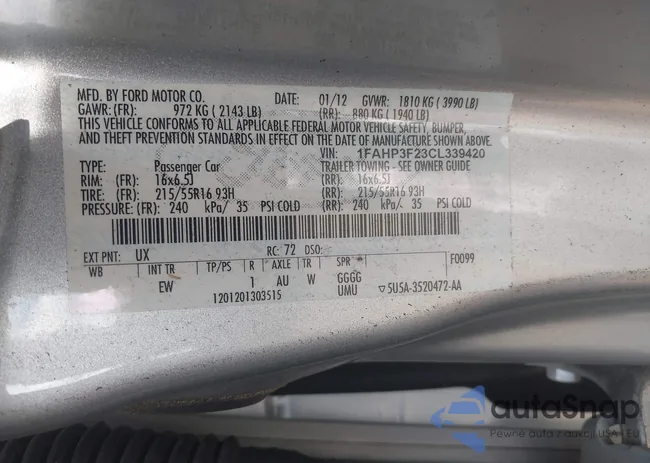 1FAHP3F23CL339420: 43300149