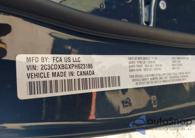 2C3CDXBGXPH623186: 43300170