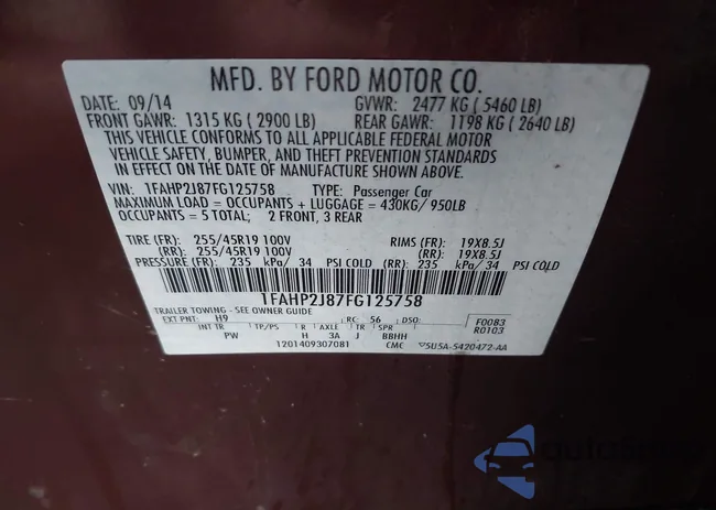 1FAHP2J87FG125758: 43300251