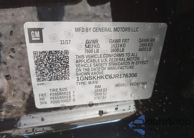 1GNSKHKC6JR176306: 43300314