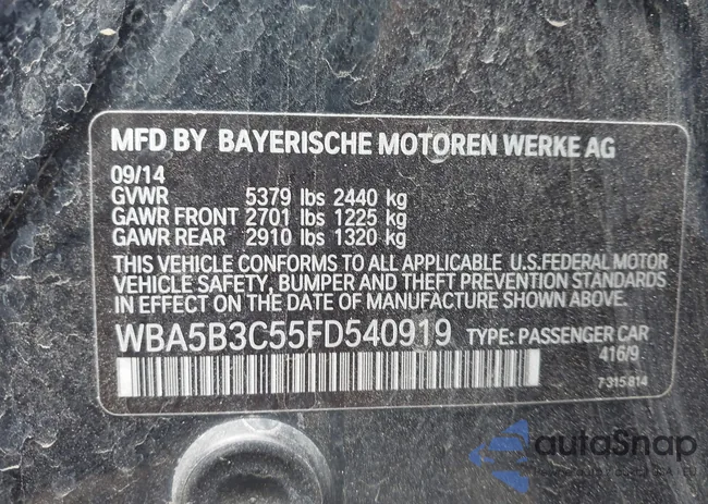 WBA5B3C55FD540919: 43299417