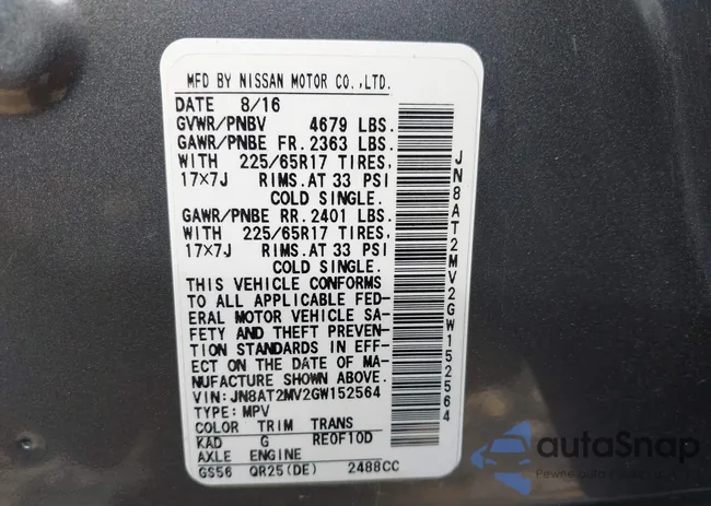 JN8AT2MV2GW152564: 43299764