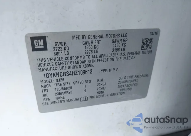 1GYKNCRS4HZ109613: 43300863