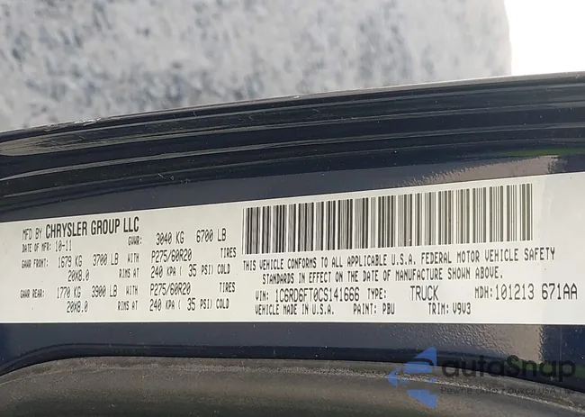 1C6RD6FT0CS141666: 43301021