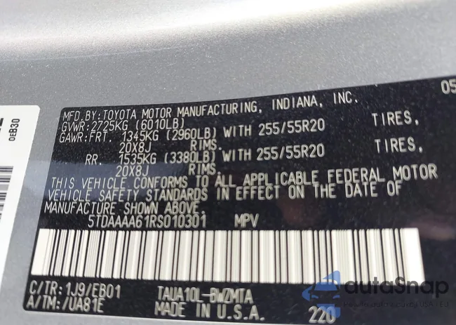 5TDAAAA61RS010301: 43301028