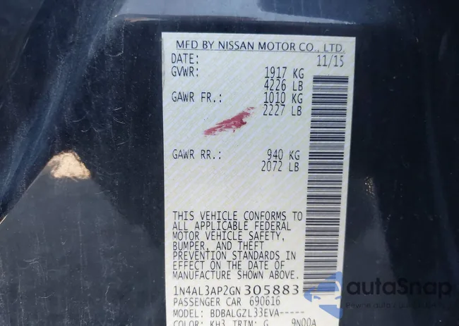 1N4AL3AP2GN305883: 43301076