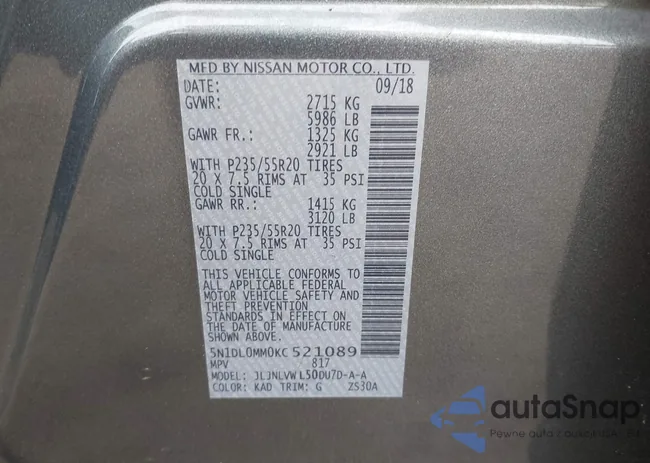 5N1DL0MM0KC521089: 43301113