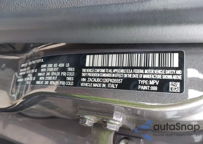 ZACNJBC12KPK05557: 43301122