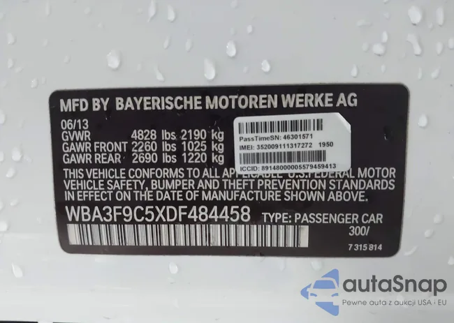 WBA3F9C5XDF484458: 43300465