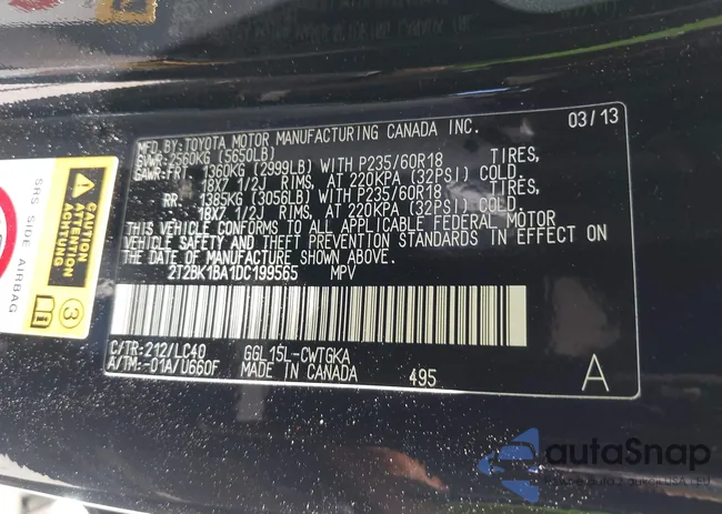 2T2BK1BA1DC199565: 43300561