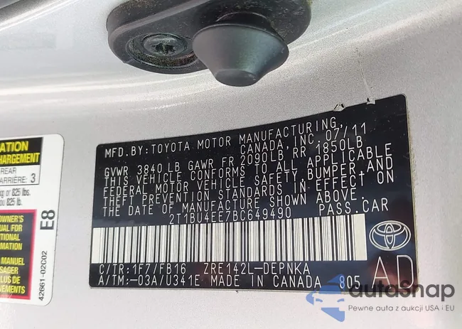 2T1BU4EE7BC649490: 43300585