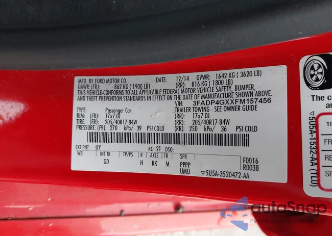 3FADP4GXXFM157456: 43300657