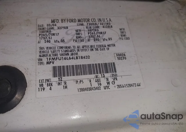 1FMFU16L64LB18432: 43300664