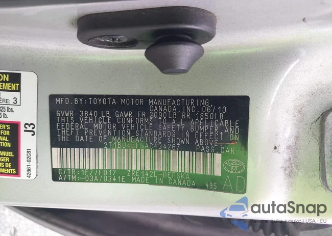 2T1BU4EE5AC434267: 43300721